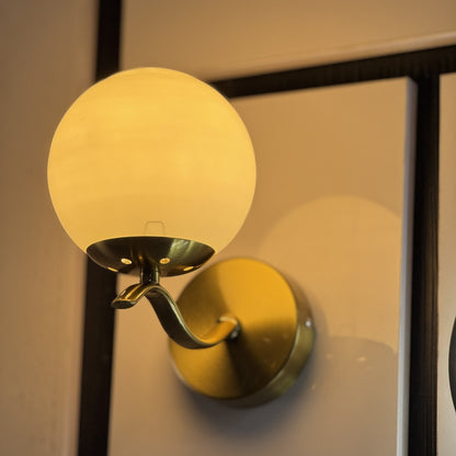 Metal Frame Wall Lamp with White Glass