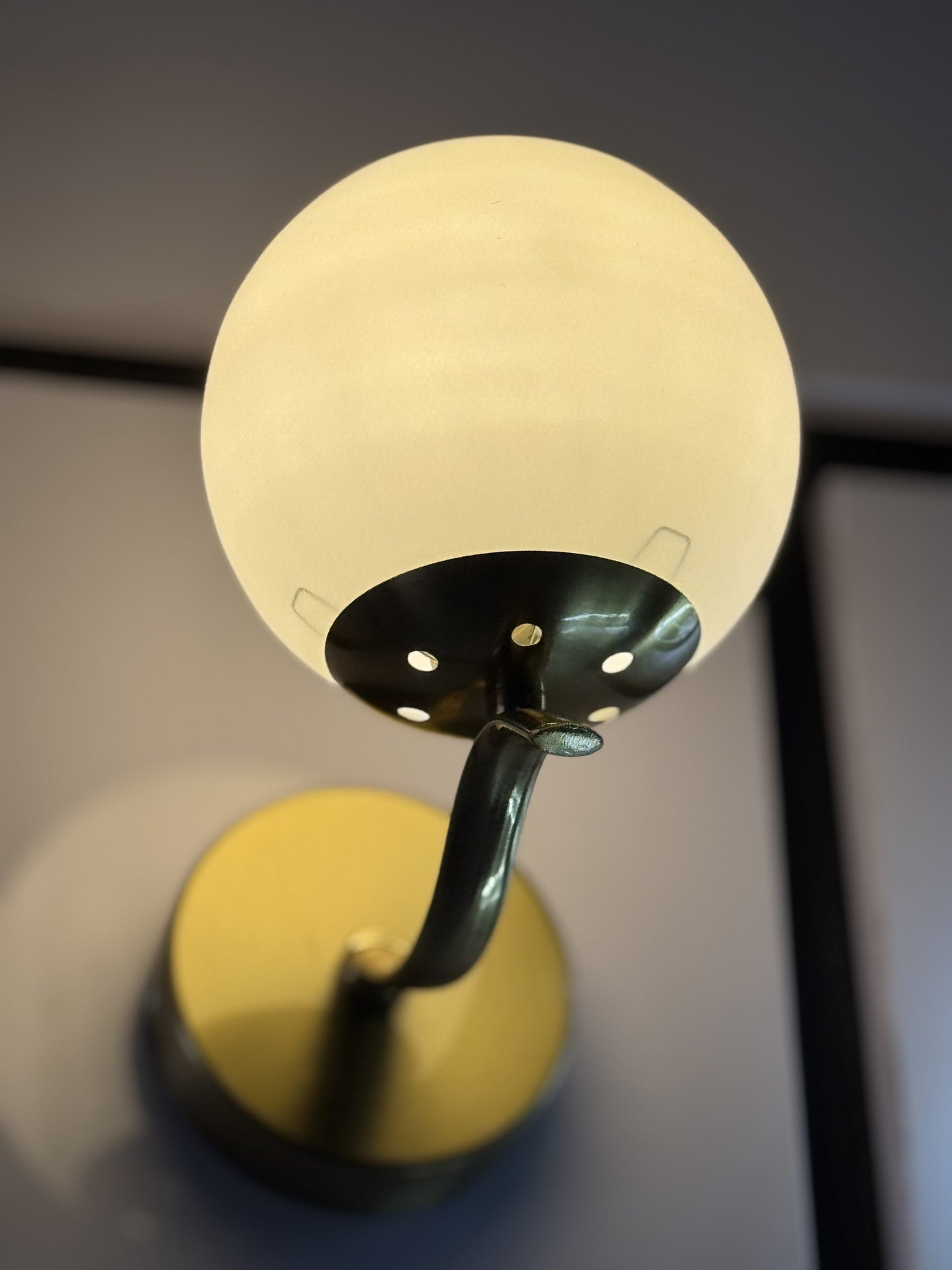 Metal Frame Wall Lamp with White Glass