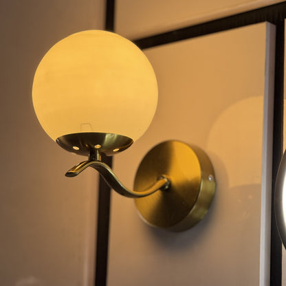 Metal Frame Wall Lamp with White Glass