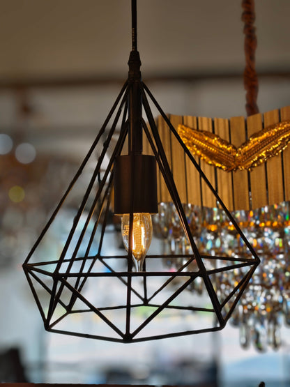 Sparkling Diamond Drop Pendant Lamp – Vintage Edison Bulb Elegance