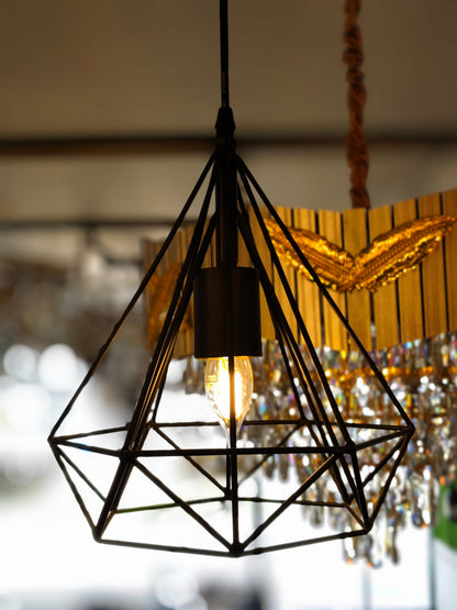 Sparkling Diamond Drop Pendant Lamp – Vintage Edison Bulb Elegance