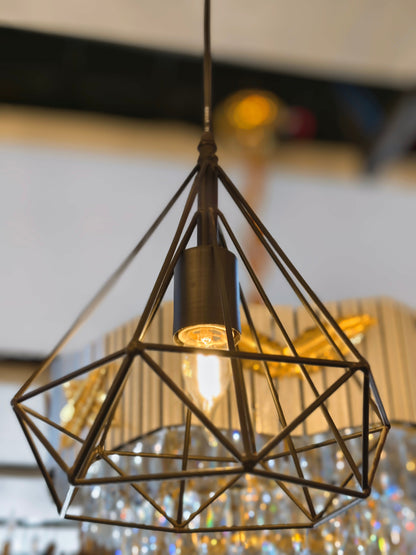 Sparkling Diamond Drop Pendant Lamp – Vintage Edison Bulb Elegance