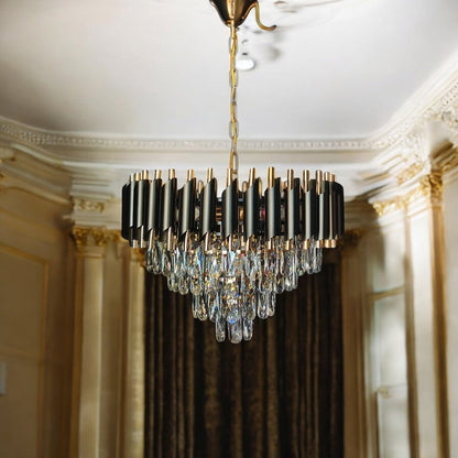 Crystal Chandelier – Black & Gold Elegance for a Luxurious Ambiance