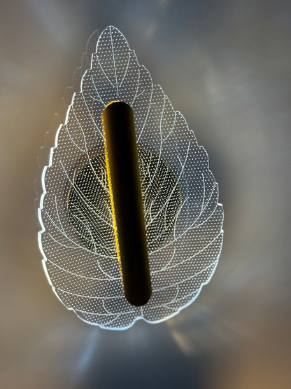 Leaf Shape 3D Wall Lamp – Metal Frame with Acrylic Glass