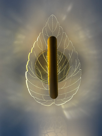 Leaf Shape 3D Wall Lamp – Metal Frame with Acrylic Glass