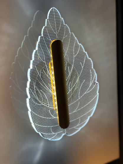 Leaf Shape 3D Wall Lamp – Metal Frame with Acrylic Glass